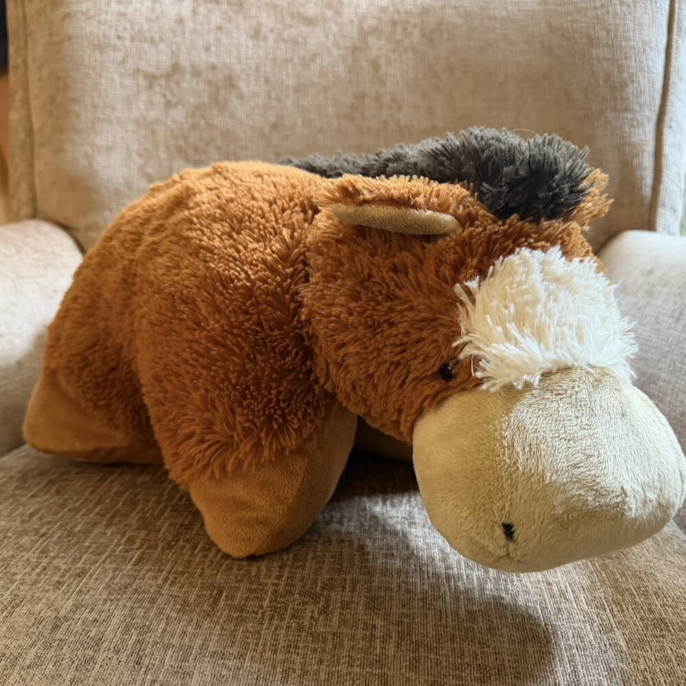 Pillow Pet 18" Plush Horse Toy Full-Size Brown & Cream Retired 2010 "Sir Horse"